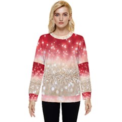 Abstract, Christmas, Glittery, Gold, Red Hidden Pocket Sweatshirt