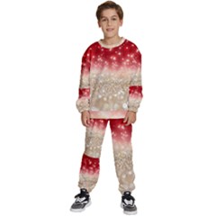 Abstract, Christmas, Glittery, Gold, Red Kids  Sweatshirt Set