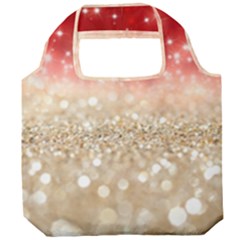 Abstract, Christmas, Glittery, Gold, Red Foldable Grocery Recycle Bag by kyorashop23