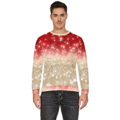 Abstract, Christmas, Glittery, Gold, Red Men s Fleece Sweatshirt