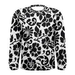 Black Floral Background, Vintage Floral Pattern Men s Long Sleeve T-shirt