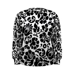 Black Floral Background, Vintage Floral Pattern Women s Sweatshirt