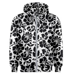 Black Floral Background, Vintage Floral Pattern Men s Zipper Hoodie