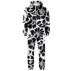 Black Floral Background, Vintage Floral Pattern Hooded Jumpsuit (men)