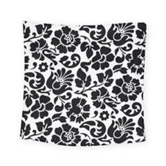 Black Floral Background, Vintage Floral Pattern Square Tapestry (small)