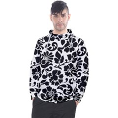 Black Floral Background, Vintage Floral Pattern Men s Pullover Hoodie