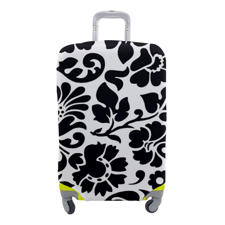 Black Floral Background, Vintage Floral Pattern Luggage Cover (Small)