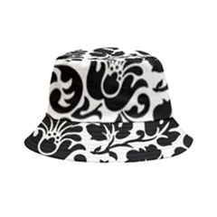 Black Floral Background, Vintage Floral Pattern Bucket Hat