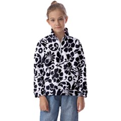 Black Floral Background, Vintage Floral Pattern Kids  Half Zip Hoodie