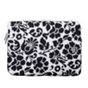 Black Floral Background, Vintage Floral Pattern 14  Vertical Laptop Sleeve Case With Pocket View1