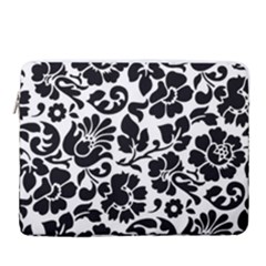 Black Floral Background, Vintage Floral Pattern 15  Vertical Laptop Sleeve Case With Pocket by kyorashop23