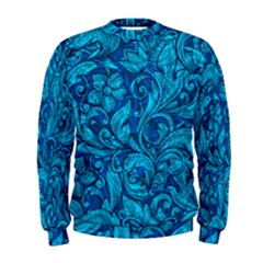 Blue Floral Pattern Texture, Floral Ornaments Texture, Blue Floral Background Men s Sweatshirt