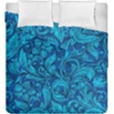 Blue Floral Pattern Texture, Floral Ornaments Texture, Blue Floral Background Duvet Cover Double Side (King Size) View2