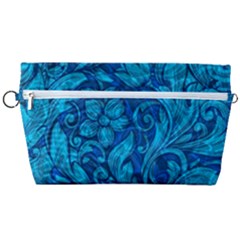 Blue Floral Pattern Texture, Floral Ornaments Texture, Blue Floral Background Handbag Organizer by kyorashop23