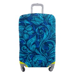 Blue Floral Pattern Texture, Floral Ornaments Texture, Blue Floral Background Luggage Cover (small) by kyorashop23