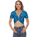 Blue Floral Pattern Texture, Floral Ornaments Texture, Blue Floral Background Twist Front Crop Top View1