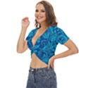 Blue Floral Pattern Texture, Floral Ornaments Texture, Blue Floral Background Twist Front Crop Top View2