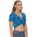 Blue Floral Pattern Texture, Floral Ornaments Texture, Blue Floral Background Twist Front Crop Top View3