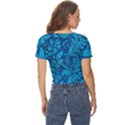 Blue Floral Pattern Texture, Floral Ornaments Texture, Blue Floral Background Twist Front Crop Top View4