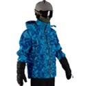 Blue Floral Pattern Texture, Floral Ornaments Texture, Blue Floral Background Men s Zip Ski and Snowboard Waterproof Breathable Jacket View3