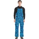 Blue Floral Pattern Texture, Floral Ornaments Texture, Blue Floral Background Men s Side Zip Front Pouch Ski And Snowboard Bib Pants	 View1