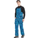 Blue Floral Pattern Texture, Floral Ornaments Texture, Blue Floral Background Men s Side Zip Front Pouch Ski And Snowboard Bib Pants	 View2