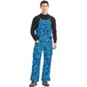 Blue Floral Pattern Texture, Floral Ornaments Texture, Blue Floral Background Men s Side Zip Front Pouch Ski And Snowboard Bib Pants	 View3