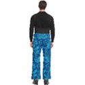 Blue Floral Pattern Texture, Floral Ornaments Texture, Blue Floral Background Men s Side Zip Front Pouch Ski And Snowboard Bib Pants	 View4