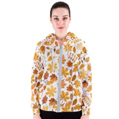 Brown Autumn Leaves Women s Zipper Hoodie