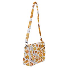 Brown Autumn Leaves Shoulder Bag With Back Zipper