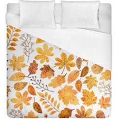 Brown Autumn Leaves Duvet Cover (king Size) by kyorashop23