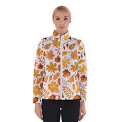 Brown Autumn Leaves Women s Bomber Jacket