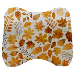 Brown Autumn Leaves Velour Head Support Cushion by kyorashop23