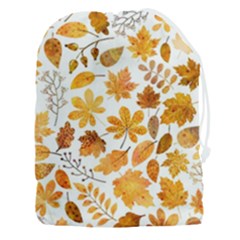 Brown Autumn Leaves Drawstring Pouch (3xl) by kyorashop23