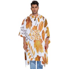 Brown Autumn Leaves Men s Hooded Rain Ponchos by kyorashop23