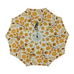 Brown Autumn Leaves Automatic Folding Umbrella With Case (large) by kyorashop23