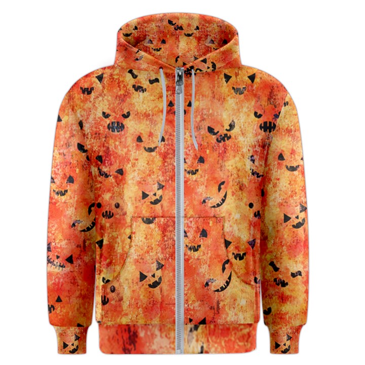 Carved Pumpkin Faces Men s Zipper Hoodie