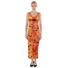 Carved Pumpkin Faces Fitted Maxi Dress by kyorashop23