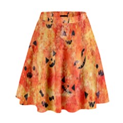 Carved Pumpkin Faces High Waist Skirt by kyorashop23