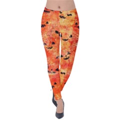 Carved Pumpkin Faces Velvet Leggings