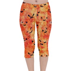 Carved Pumpkin Faces Velvet Capri Leggings  by kyorashop23