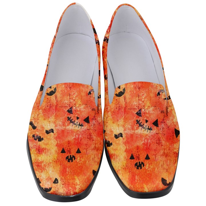 Carved Pumpkin Faces Women s Classic Loafer Heels