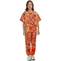 Carved Pumpkin Faces Kids  T-shirt And Pants Sports Set by kyorashop23