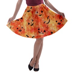 Carved Pumpkin Faces A-line Skater Skirt by kyorashop23