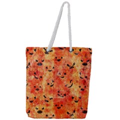 Carved Pumpkin Faces Full Print Rope Handle Tote (large) by kyorashop23