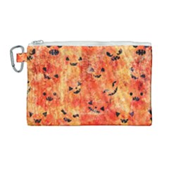 Carved Pumpkin Faces Canvas Cosmetic Bag (large) by kyorashop23