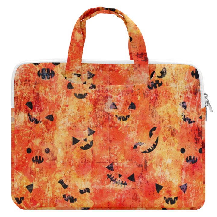 Carved Pumpkin Faces MacBook Pro 13  Double Pocket Laptop Bag