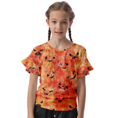 Carved Pumpkin Faces Kids  Cut Out Flutter Sleeves by kyorashop23