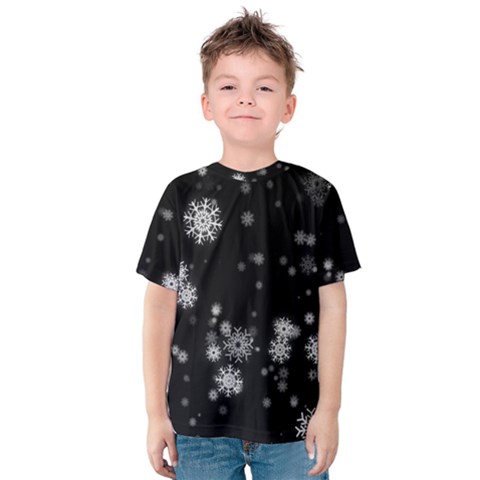 Christmas Snow Edge, Lights Kids  Cotton T-shirt by kyorashop23