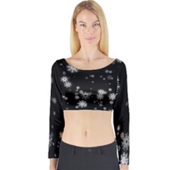 Christmas Snow Edge, Lights Long Sleeve Crop Top by kyorashop23